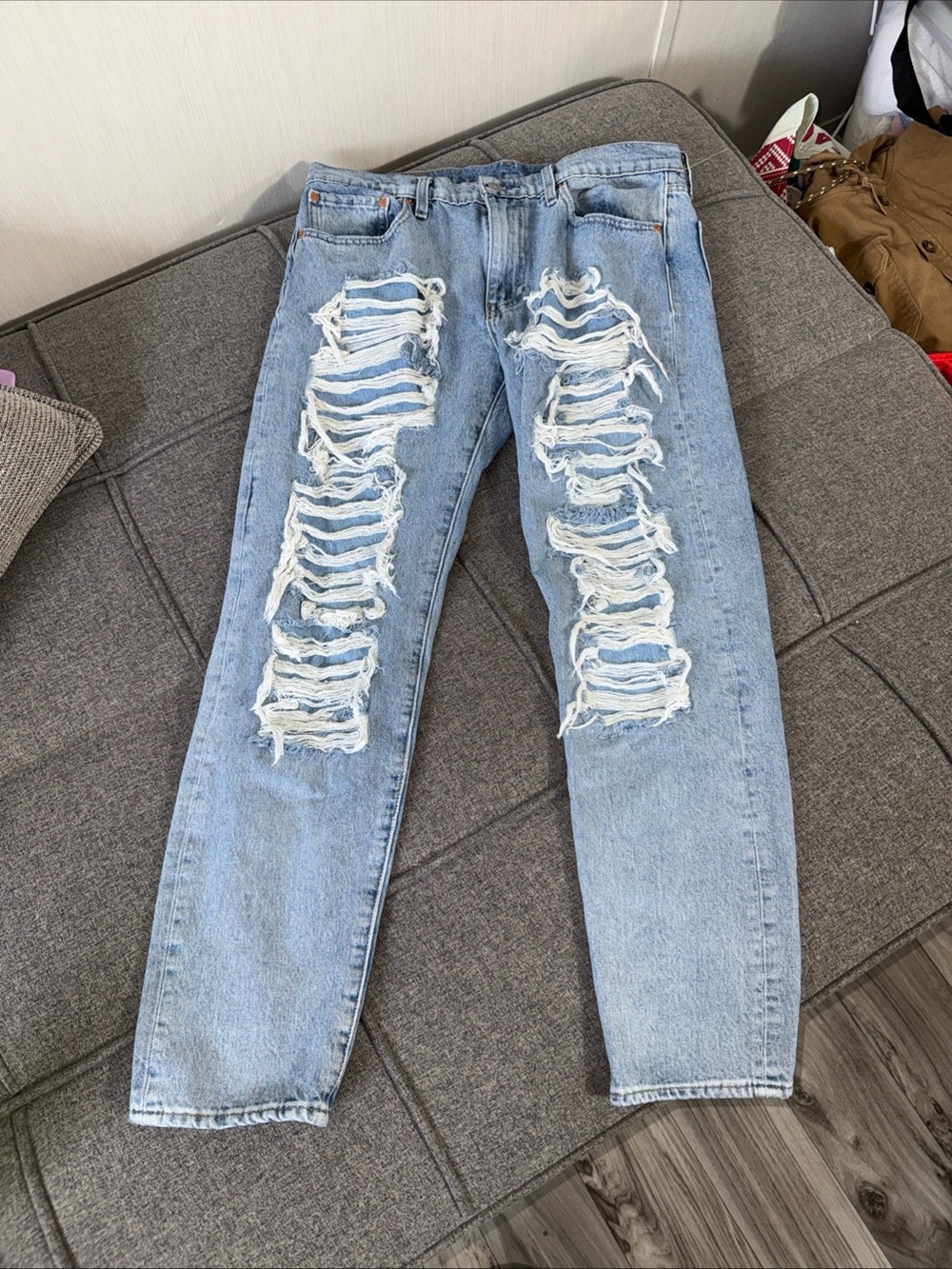 Levi's Light Blue Distressed Hi Ball Straight Jeans